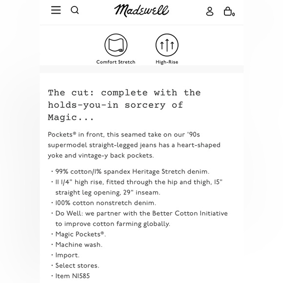 Madewell The Perfect Vintage Straight Jean Seamed Version N1585 size 27 - Picture 15 of 15